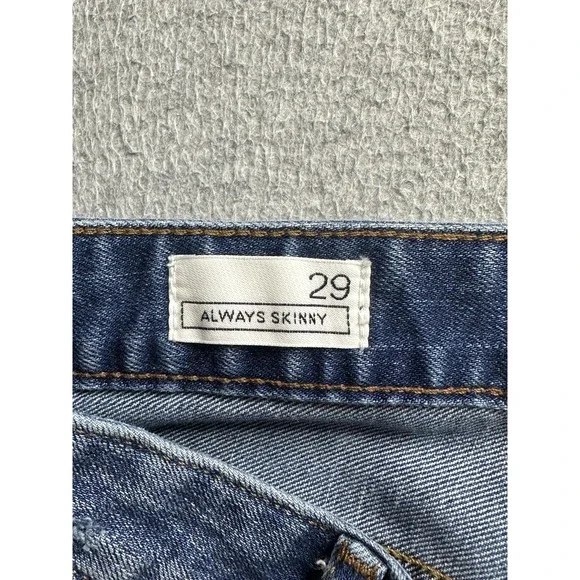 Gap 1969 Jeans Womens 29 Blue Always Skinny Distressed Denim Stretch Mid Rise